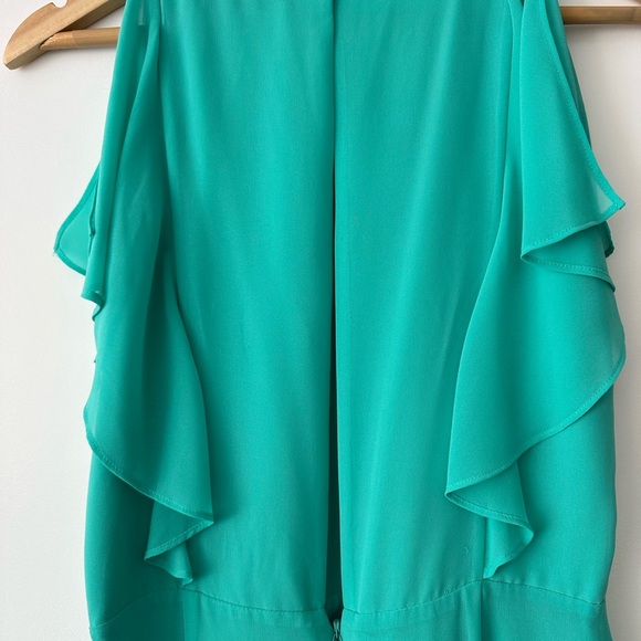 BCBGMaxAzria Teal Ruffle Maxi Dress - Picture 2 of 6
